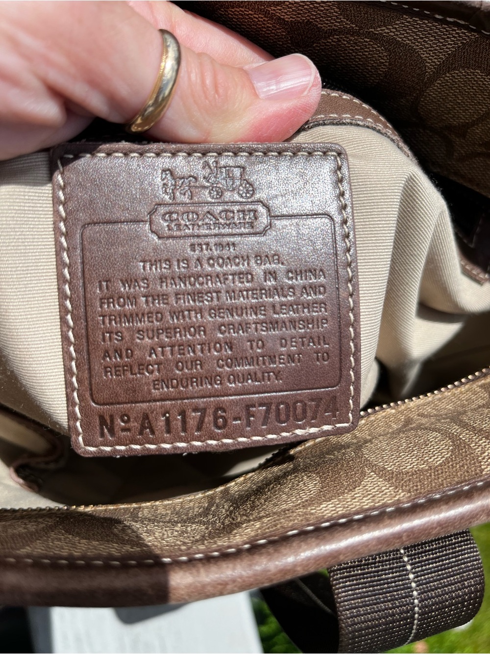 Coach Heritage Stripe Signature Tote Bag - Picture 12 of 15